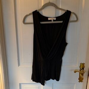 Robert Rodriguez Black Sleeveless Wrap-Front Tank